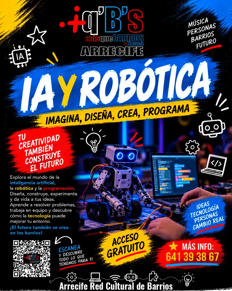 Cartel de IA y robótica — +q’B’s Arrecife